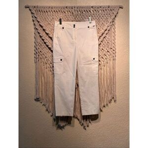 St. John St.John Ivory Off White Cargo Jeans Pants Slacks Size 10